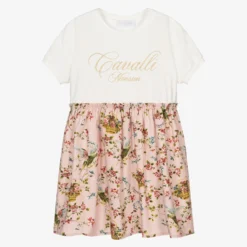 Roberto Cavalli Teen Pink Floral Mix Logo Dress