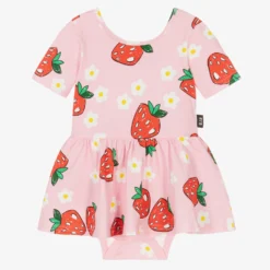 Rock Your Baby Baby Girls Pink & Red Strawberry Dress