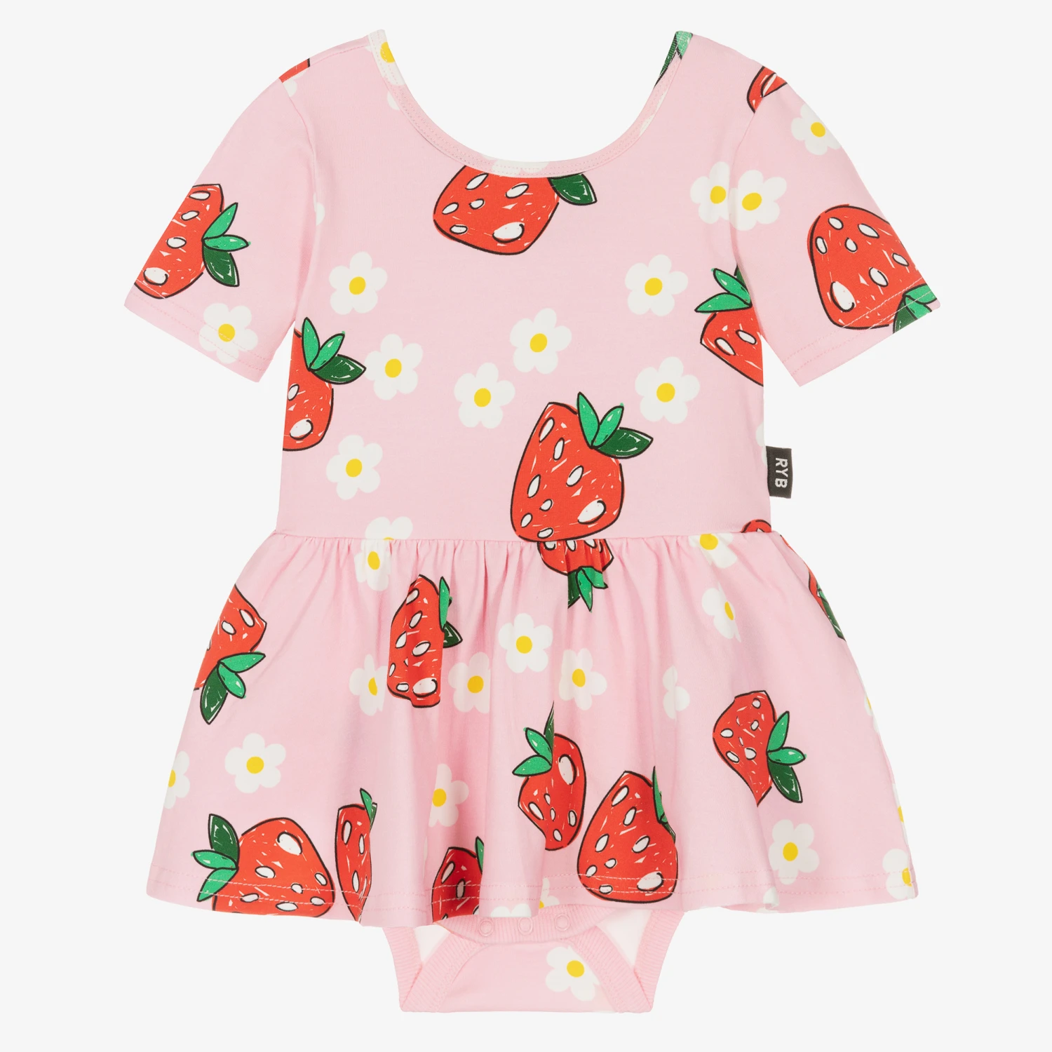 Rock Your Baby Baby Girls Pink & Red Strawberry Dress 3 Rock Your Baby Baby Girls Pink & Red Strawberry Dress