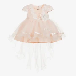 Romano Princess Baby Girls Peach Pink Dress