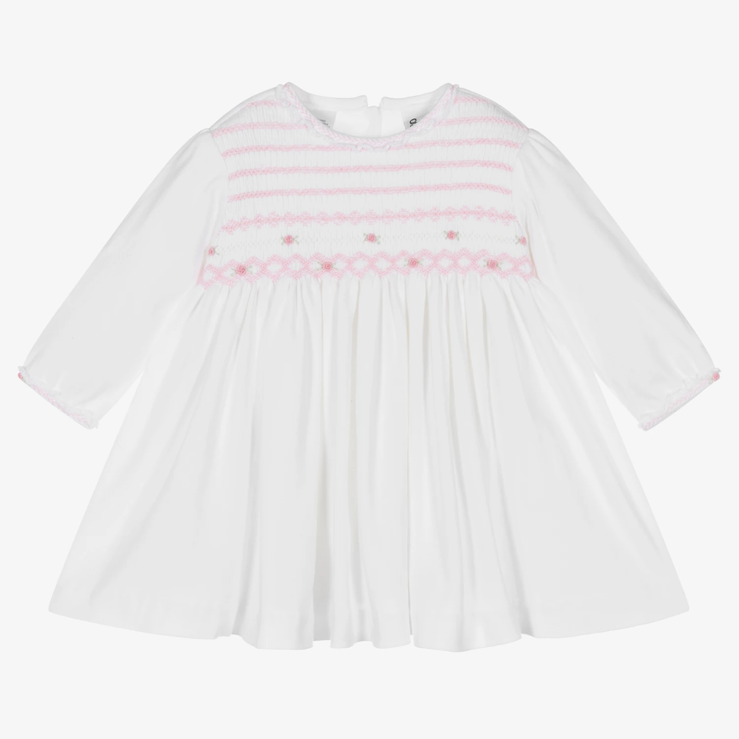 Sarah Louise Girls White Smocked Cotton Dress 2 Sarah Louise Girls White Smocked Cotton Dress