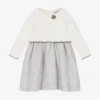 Sarah Louise Ivory & Grey Floral Cotton Dress