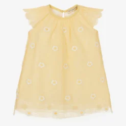 Stella McCartney Kids Girls Pastel Yellow Daisy Tulle Dress