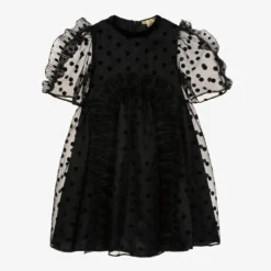 Stella McCartney Kids Teen Black Polka Dot Silk Dress