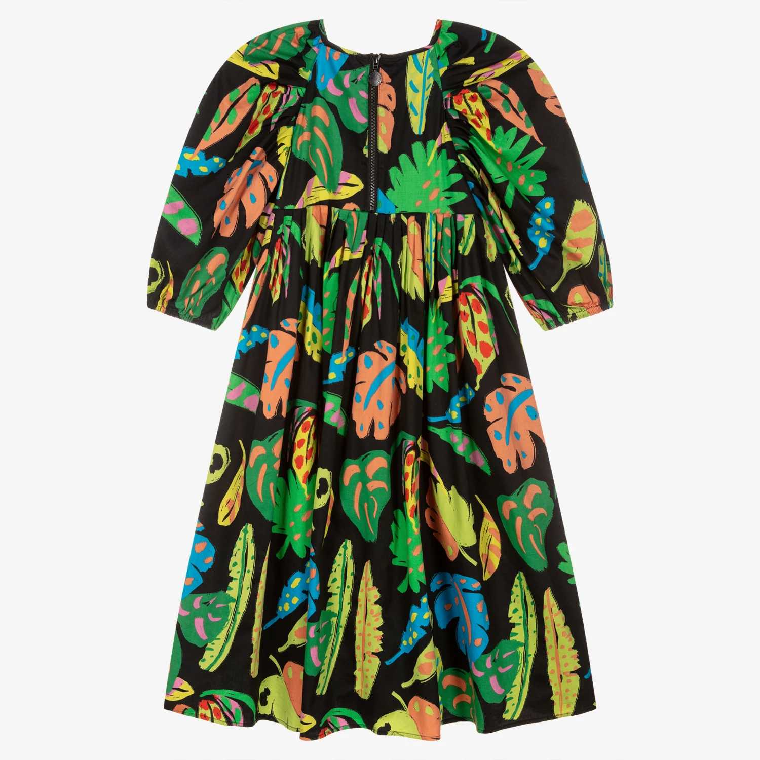 Stella McCartney Kids Teen Girls Black Cotton Palm Tree Dress 5 Stella McCartney Kids Teen Girls Black Cotton Palm Tree Dress - Image 3