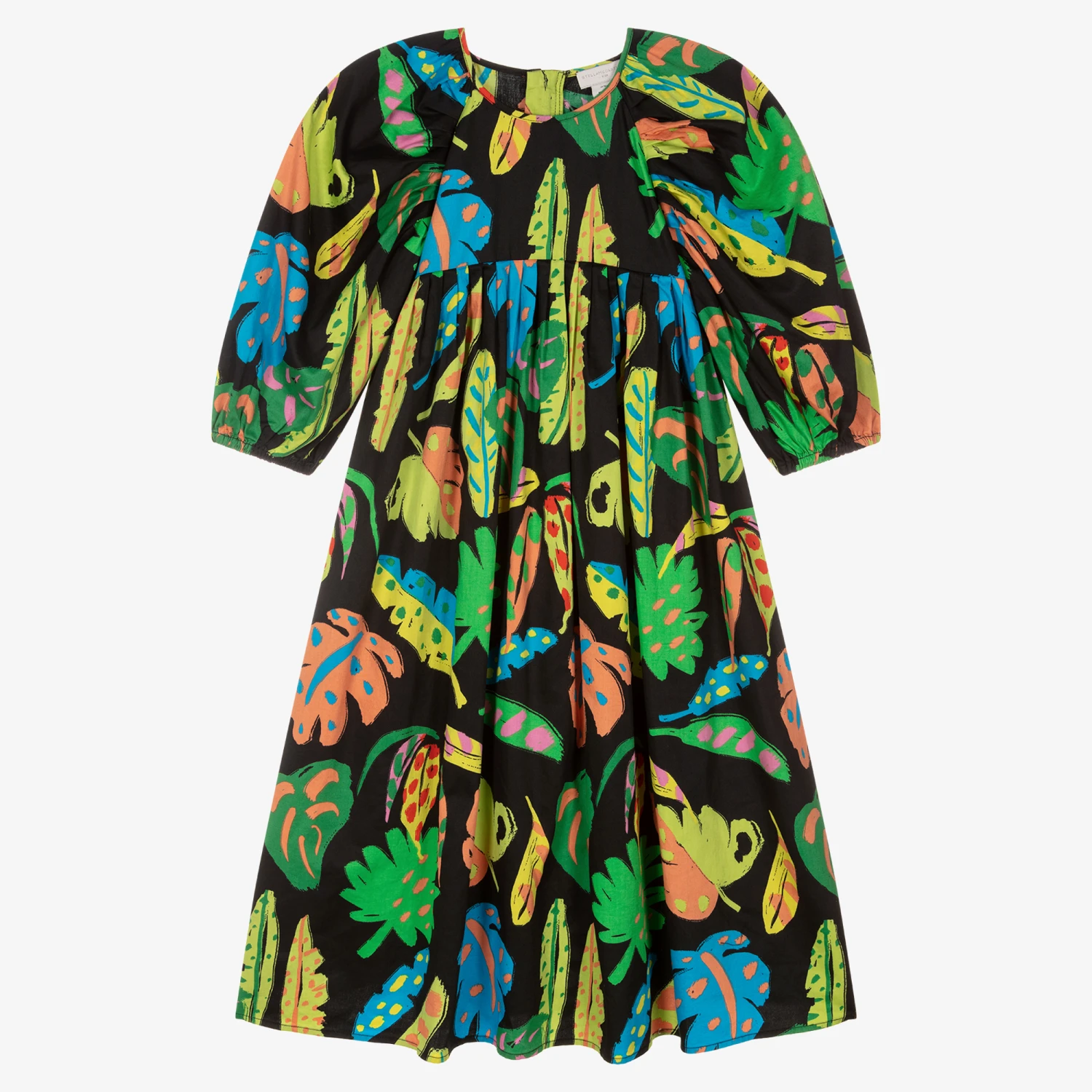 Stella McCartney Kids Teen Girls Black Cotton Palm Tree Dress 3 Stella McCartney Kids Teen Girls Black Cotton Palm Tree Dress