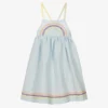 Stella McCartney Kids Teen Girls Blue Embroidered Linen Dress
