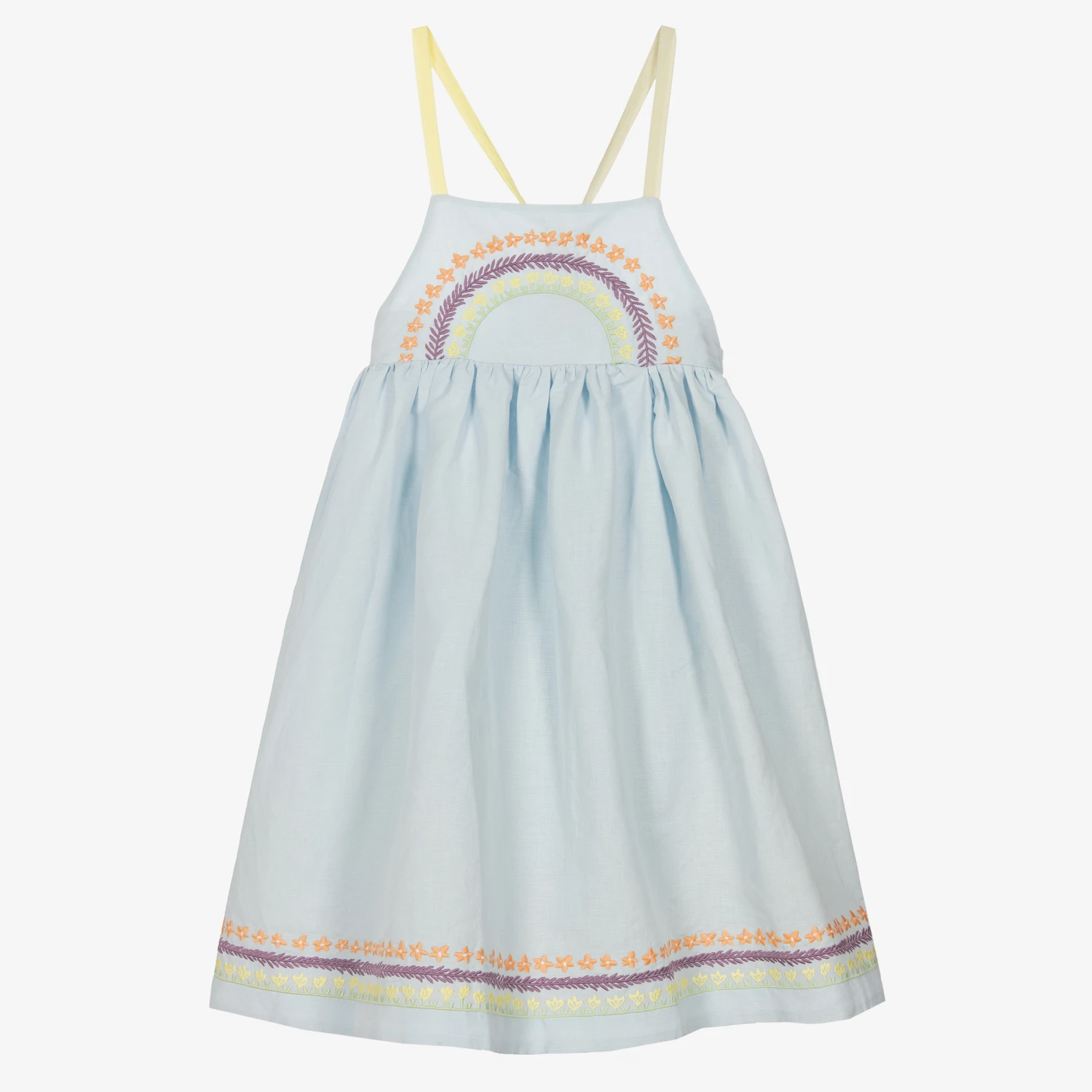 Stella McCartney Kids Teen Girls Blue Embroidered Linen Dress 3 Stella McCartney Kids Teen Girls Blue Embroidered Linen Dress