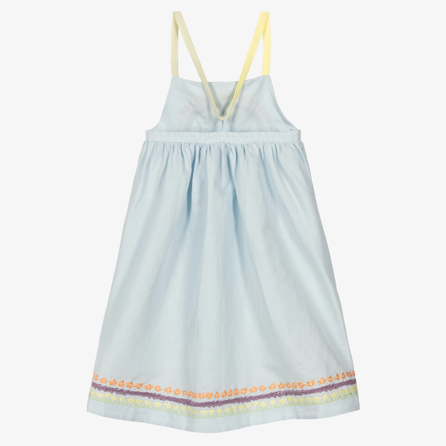 Stella McCartney Kids Teen Girls Blue Embroidered Linen Dress 4 Stella McCartney Kids Teen Girls Blue Embroidered Linen Dress - Image 2