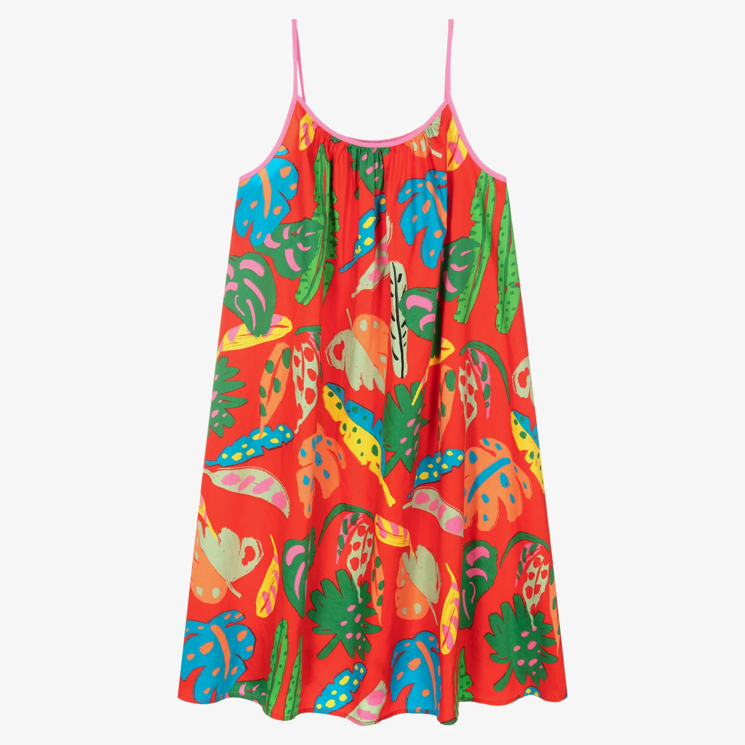 Stella McCartney Kids Teen Girls Red Organic Cotton Palm Dress 3 Stella McCartney Kids Teen Girls Red Organic Cotton Palm Dress