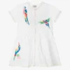 Stella McCartney Kids Teen Girls White Cotton & Linen Parrot Dress