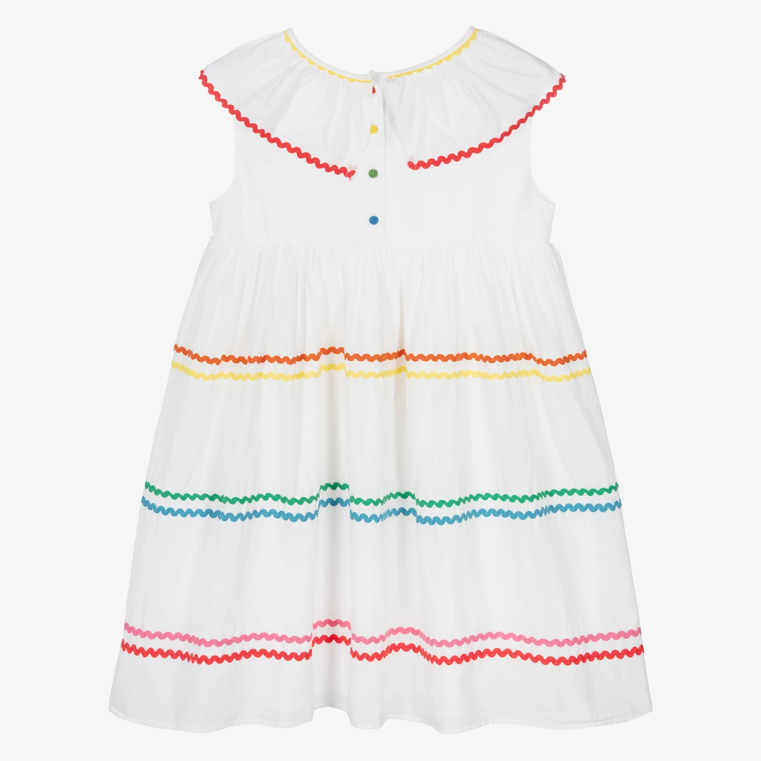 Stella McCartney Kids Teen Girls White Cotton Striped Dress 4 Stella McCartney Kids Teen Girls White Cotton Striped Dress - Image 2