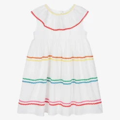 Stella McCartney Kids Teen Girls White Cotton Striped Dress
