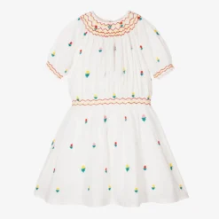 Stella McCartney Kids Teen Girls White Floral Embroidered Dress