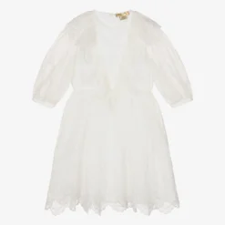 Stella McCartney Kids Teen Ivory Broderie Silk Dress