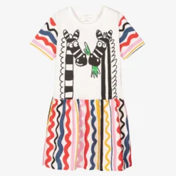 Stella McCartney Kids Teen Ivory Zebra Cotton Dress