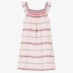 Sunuva Teen Girls White & Pink Striped Sun Dress