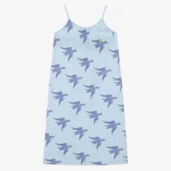 The Animals Observatory Teen Girls Blue Bird Cotton Dress