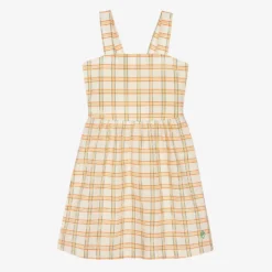 The Animals Observatory Teen Girls Ivory & Orange Check Dress
