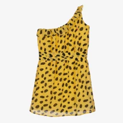 The Animals Observatory Teen Girls Yellow & Black Cotton Dress