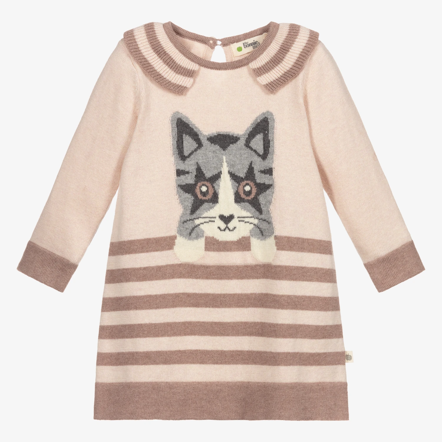 The Bonnie Mob Girls Pink Cotton Knit Dress 3 The Bonnie Mob Girls Pink Cotton Knit Dress