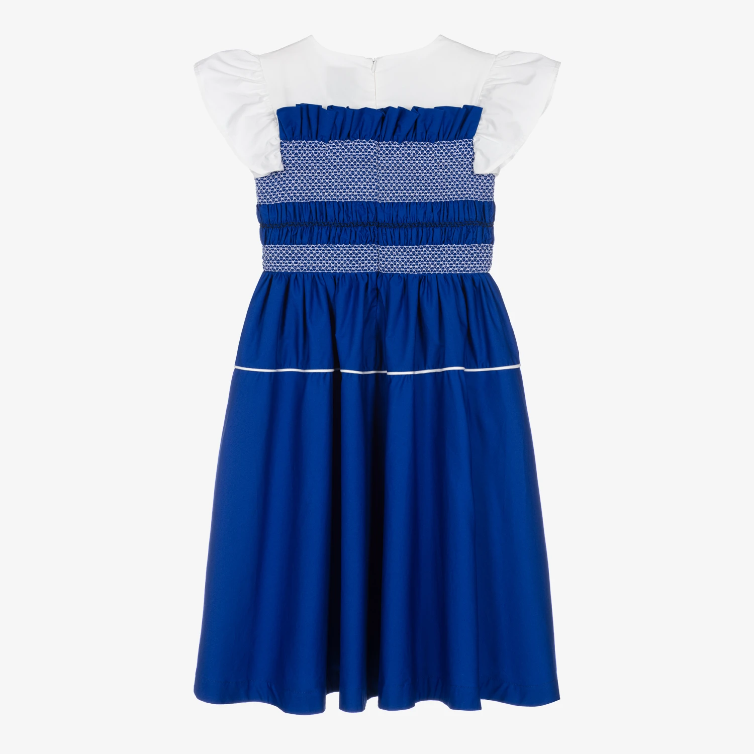 The Middle Daughter Teen Girls Blue & White Smocked Cotton Dress 3 The Middle Daughter Teen Girls Blue & White Smocked Cotton Dress - Image 2