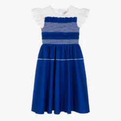 The Middle Daughter Teen Girls Blue & White Smocked Cotton Dress
