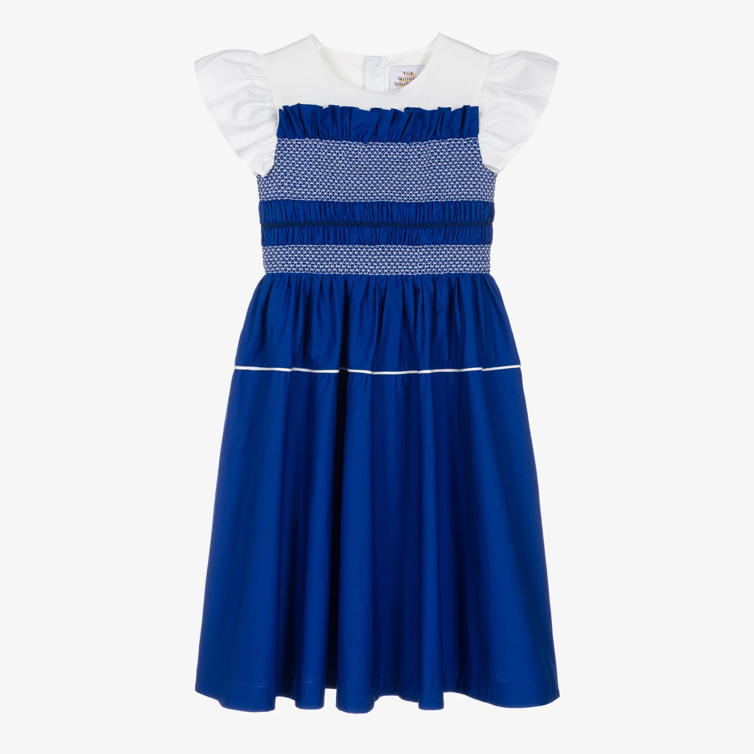 The Middle Daughter Teen Girls Blue & White Smocked Cotton Dress 2 The Middle Daughter Teen Girls Blue & White Smocked Cotton Dress