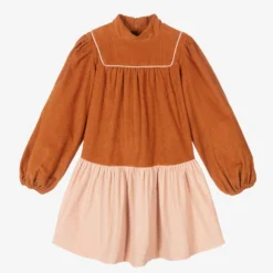 The Middle Daughter Teen Girls Brown & Pink Corduroy Dress