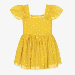 The Middle Daughter Teen Girls Yellow Cotton Polka Dot Dress