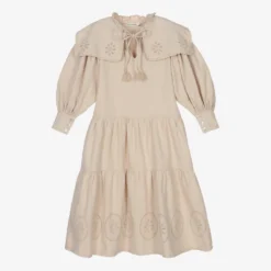 The New Society Teen Girls Ecru Cotton Dress