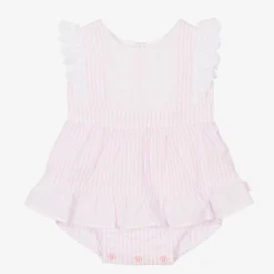 Tutto Piccolo Girls Pink Striped Seersucker Dress
