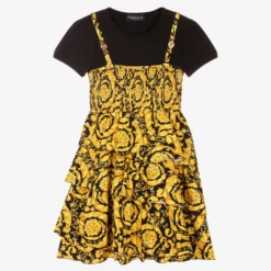 Versace Teen Black & Gold Dress