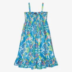 Versace Teen Blue Baroccofest Dress