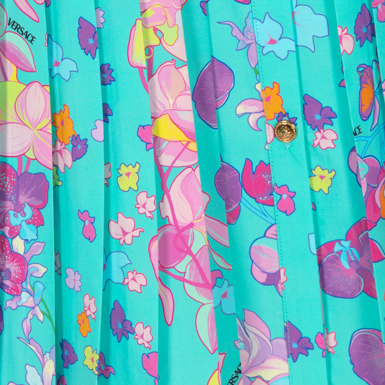 Versace Teen Girls Green Floral Cotton Dress 6 Versace Teen Girls Green Floral Cotton Dress - Image 4