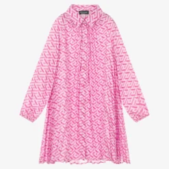 Versace Teen Girls Pink Greca Signature Dress