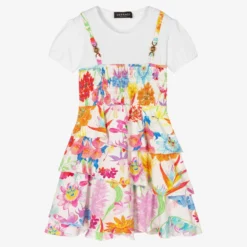 Versace Teen Girls White Jardin Dress