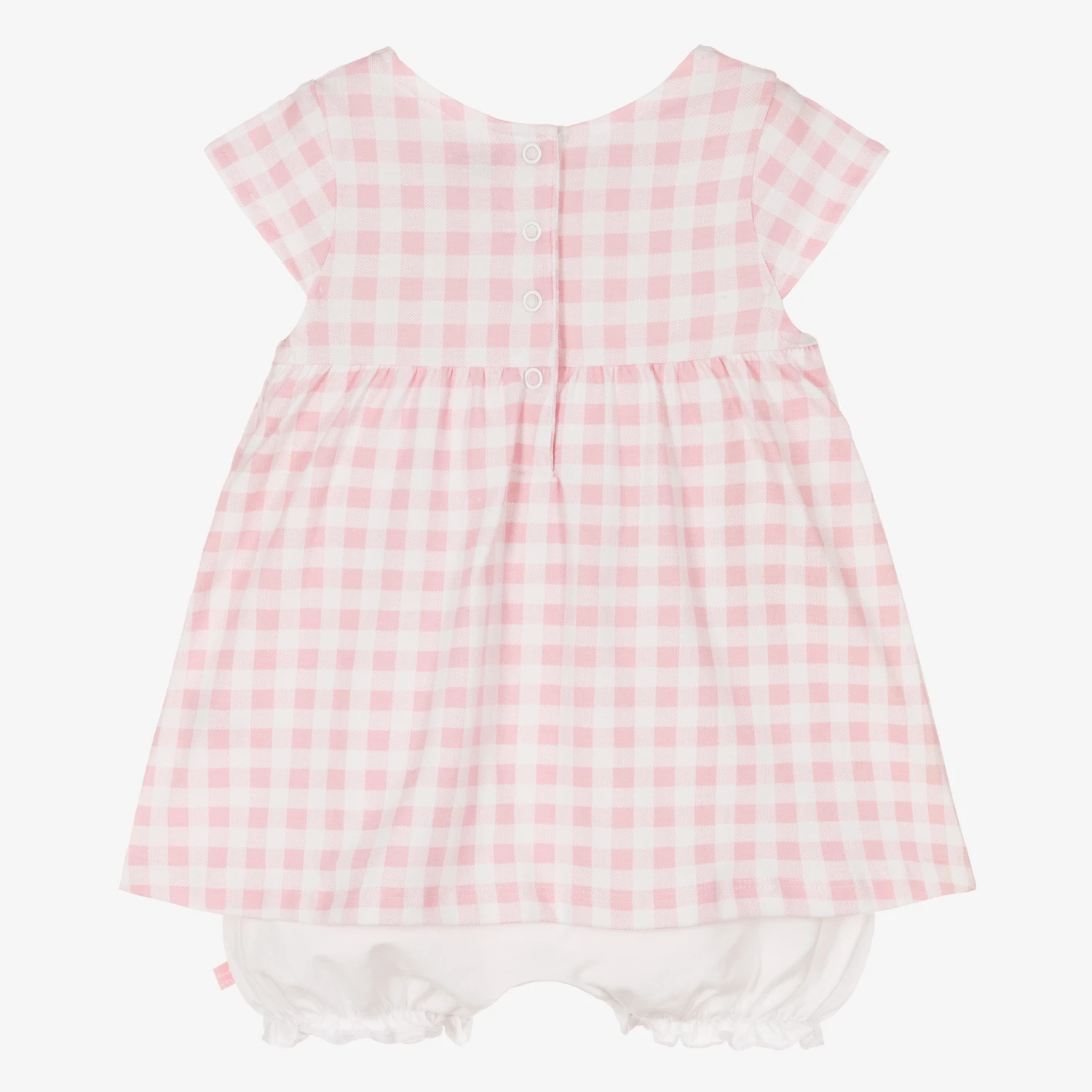 Week-end à La Mer Baby Girls Pink Cotton Gingham Dress 4 Week-end à La Mer Baby Girls Pink Cotton Gingham Dress - Image 2