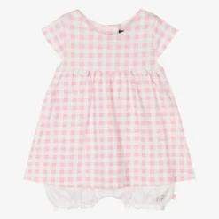 Week-end à La Mer Baby Girls Pink Cotton Gingham Dress