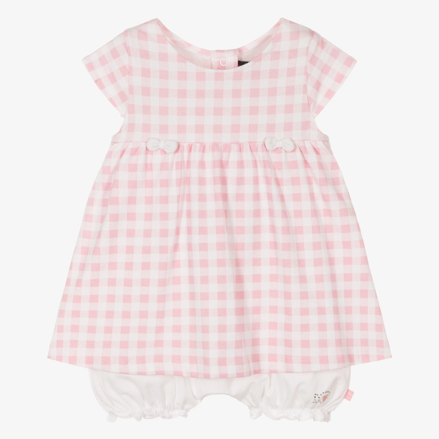 Week-end à La Mer Baby Girls Pink Cotton Gingham Dress 3 Week-end à La Mer Baby Girls Pink Cotton Gingham Dress